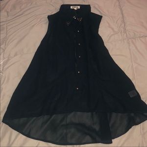 Tramp Black and Gold Studded Button Down Tank